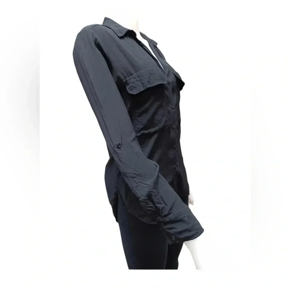 Zara Woman Black Long Sleeve Button Down Top Size Medium - Picture 3 of 9